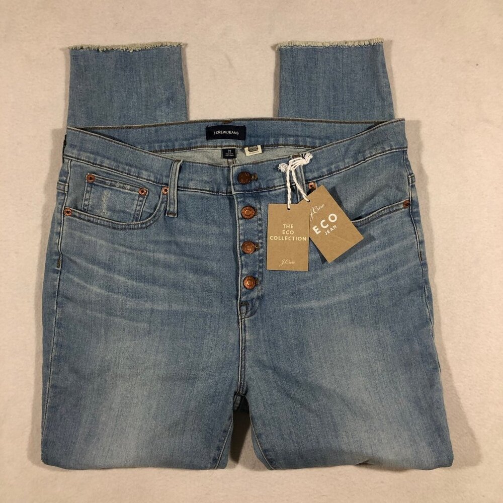 NEW J.Crew Jeans Womens 32 9" High-Rise Toothpick Button Fly K8310 Raw Hem $90